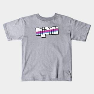 Retro Miami Word Art with Stripes Kids T-Shirt